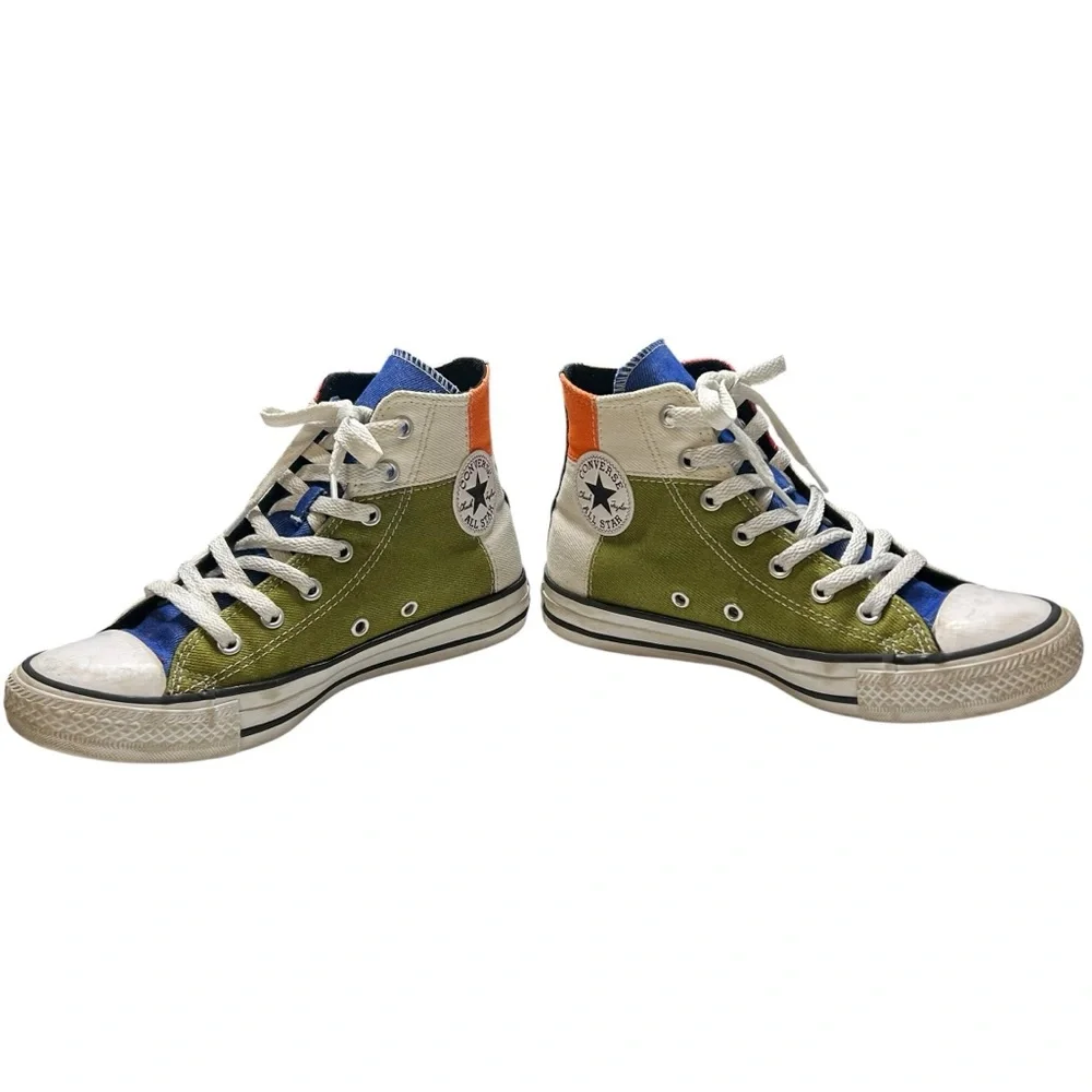 CONVERSE | Chuck Taylor Hi Top Patchwork Sneaker - White‎ + Multi - Sz Youth 3.5
